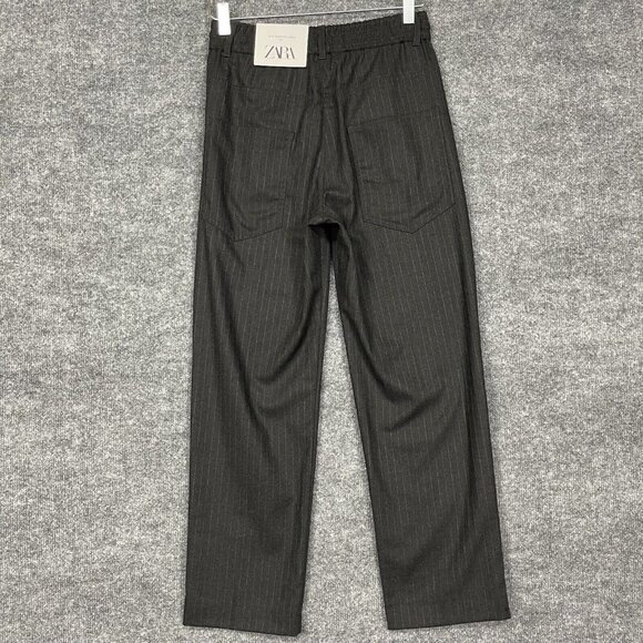 Zara Pants Womens 2 Grey Pinstripe Easy Pyjama Fit Elastic Pull On Drawstring - Picture 8 of 16